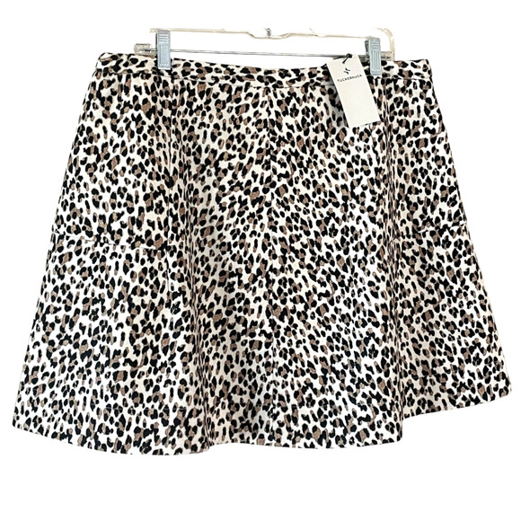 NWT TUCKERNUCK Murphy Women Plus Size XXL Black Cream Leopard Lined Skater Skirt - Picture 1 of 10
